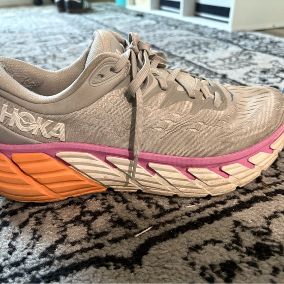 Hoka Women's Gray and Pink Running Shoes - Picture 3 of 10